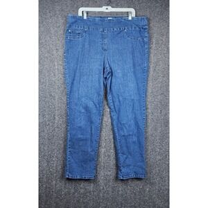 Ruby Rd Woman Pull On Jeans Womens 18W Blue Stretch Straight Leg High Rise